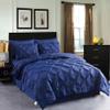 8 Piece Pintuck Navy Blue Comforter Set Cal King Bed In a Bag | Beautiful Pinch Pleated Artistic Diamond Pattern Down Alternative Comforter - Comfortable Warm Soft Cozy Comfy Microfiber Luxury Bedding view 1