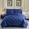 8 Piece Pintuck Navy Blue Comforter Set Cal King Bed In a Bag | Beautiful Pinch Pleated Artistic Diamond Pattern Down Alternative Comforter - Comfortable Warm Soft Cozy Comfy Microfiber Luxury Bedding view 2