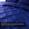 8 Piece Pintuck Navy Blue Comforter Set Cal King Bed In a Bag | Beautiful Pinch Pleated Artistic Diamond Pattern Down Alternative Comforter - Comfortable Warm Soft Cozy Comfy Microfiber Luxury Bedding view 4