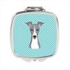 Checkerboard Blue Italian Greyhound Compact Mirror44; 2.75 x 3 x .3 In. view 1
