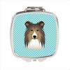 Checkerboard Blue Sheltie Compact Mirror44; 2.75 x 3 x .3 In. view 1