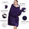 Aemilas Wearable Blanket Hoodie - Sherpa Blanket Sweatshirt as Gifts for Mom Sister,Cozy Warm Hooded Blanket with Giant Pocket(Dark Purple) view 4