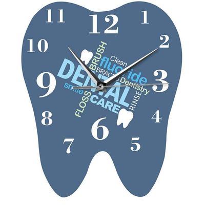 qiuqiu Wall Clock Dental Words Tooth Shaped Wall Clock Professional Dentist Wall Watch Decorative Clinic Dental Ornament Orthodontics Surgeon Gift Favorite Material Fine Finish