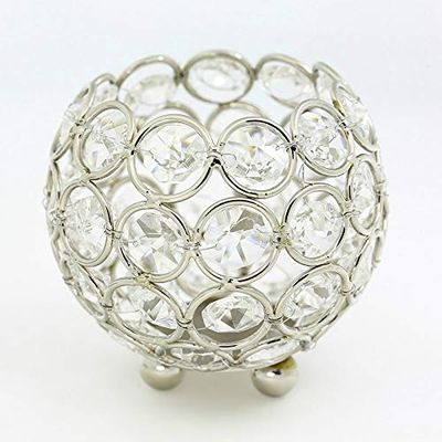 Lingland Crystal Ball Candlestick Vase Road Lead Ball Type Candlestick Wedding Candlestick Decoration, Size:80mm(Silver) Interior Decoration (Color : Silver)