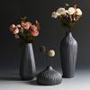 Lingland Black Ceramic Vase Retro Vase Container Gradient Handmade Ceramic Vase, Style:Full Bottle Interior Decoration view 2