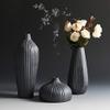 Lingland Black Ceramic Vase Retro Vase Container Gradient Handmade Ceramic Vase, Style:Full Bottle Interior Decoration view 3