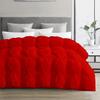 3 Pcs Pinch Pleated Comforter 500 GSM with Corner Tabs 100% Egyptian Cotton Premium Baffle Pintuck Comforter Set All Season Goose Down Red-Full/Queen Comforter with 2 Pillow Shams view 1