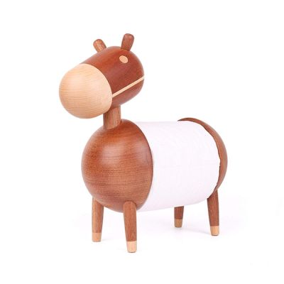 Lingland Desktop Living Room Household Solid Wood Donkey Paper Towel Rack Interior Decoration (Color : Small Stove Sabili Mixed with Beech)