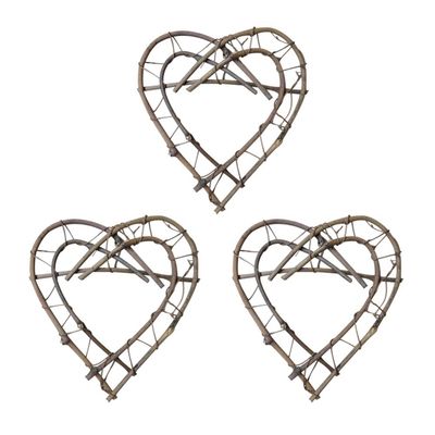 3pcs Rattan Heart Wreath Grapevine Garland Wreath DIY Wicker Twig Vine Branch Garland for Wedding Valentines Day Rustic Vintage Decoration