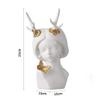 Resin Antlers Girl Vase Simple Style Human Face Vase Decoration Living Room Bedroom Flower Arrangement,S view 2