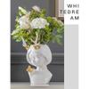 Resin Antlers Girl Vase Simple Style Human Face Vase Decoration Living Room Bedroom Flower Arrangement,S view 3