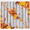 Ambesonne Autumn Shower Curtain, Fall Maple Leafs Tree Diagonal Leaves Foliage Rustic Wooden Planks, Cloth Fabric Bathroom Decor Set with Hooks, 69" W x 84" L, Yellow Orange view 2