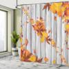 Ambesonne Autumn Shower Curtain, Fall Maple Leafs Tree Diagonal Leaves Foliage Rustic Wooden Planks, Cloth Fabric Bathroom Decor Set with Hooks, 69" W x 84" L, Yellow Orange view 4