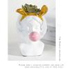 Lllunimon White Resin Vase Flower Pot Nordic Cute Human Head Flower Vases Basket Pen Brushes Holder Home Decor,A,S view 4