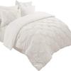 8 Pcs Ivory Oversized King Size Bedding Set, Silky Complete Set Includes 1 Pinch Pleat Comforter, 2 Pillow Shams, Flat Sheet, Fitted Sheet, Bed Skirt, 2 Pillowcases Fit Mattress Upto 18'' Deep view 2