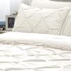 8 Pcs Ivory Oversized King Size Bedding Set, Silky Complete Set Includes 1 Pinch Pleat Comforter, 2 Pillow Shams, Flat Sheet, Fitted Sheet, Bed Skirt, 2 Pillowcases Fit Mattress Upto 18'' Deep view 3