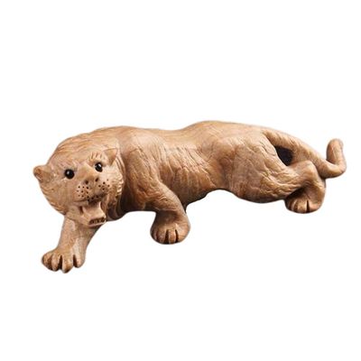 BESPORTBLE 1pc Simulated Animal Adornment Wooden Tiger Decor Tiger Desktop Decor Wooden Carving Mold Simulation Mold Adornment