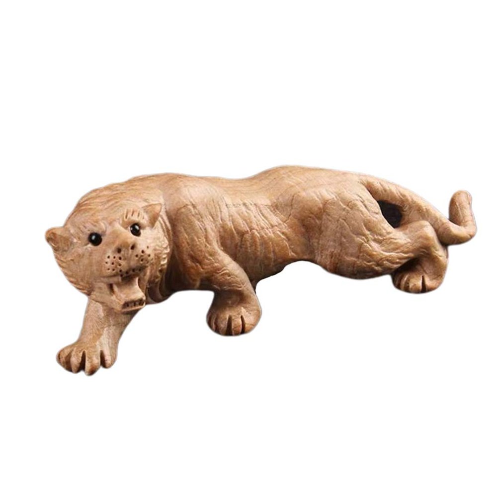 BESPORTBLE 1pc Simulated Animal Adornment Wooden Tiger Decor Tiger Desktop Decor Wooden Carving Mold Simulation Mold Adornment