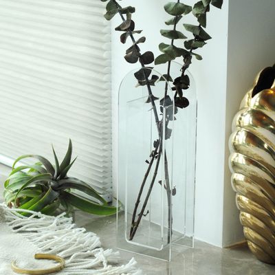 Acrylic Vase,Wedding Centerpieces, Home Decorations,Arch Shape Vase Modern Design (Clear)