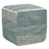 SIMPLIHOME Naya Cube Pouf - 16 inch Wide Upholstered Handwoven Cotton Ottoman in Blue Melange, Boho Footstool or Extra Seating for Living Room or Bedroom with Polystyrene Filling, Assembled view 1