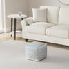 SIMPLIHOME Naya Cube Pouf - 16 inch Wide Upholstered Handwoven Cotton Ottoman in Blue Melange, Boho Footstool or Extra Seating for Living Room or Bedroom with Polystyrene Filling, Assembled view 2