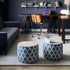 SIMPLIHOME Edgeley Round Pouf - 18 inch Wide Handwoven Jute and Cotton Ottoman in Classic Blue and Natural, Boho-Style Footstool or Extra Seating for Living Room, Bedroom, or Kids Room, Assembled view 2