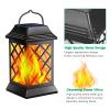 TomCare Solar Lights Outdoor Flickering Flame Metal Solar Lantern Outdoor Hanging Decorative Lanterns Heavy Duty Waterproof Umbrella Decorations Lighting for Patio Garden Deck Yard, 2 Pack (Black) view 2