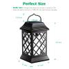 TomCare Solar Lights Outdoor Flickering Flame Metal Solar Lantern Outdoor Hanging Decorative Lanterns Heavy Duty Waterproof Umbrella Decorations Lighting for Patio Garden Deck Yard, 2 Pack (Black) view 4