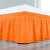 Wrap Around Bed Skirts Elastic Dust Ruffles, Easy Fit Wrinkle and Fade Resistant Silky Microfiber Fabric Solid Color Bedskirt, 21 Inch Tailored Drop Orange for Olympic Queen Size Bed Skirt view 1