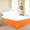 Wrap Around Bed Skirts Elastic Dust Ruffles, Easy Fit Wrinkle and Fade Resistant Silky Microfiber Fabric Solid Color Bedskirt, 21 Inch Tailored Drop Orange for Olympic Queen Size Bed Skirt view 2