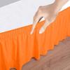 Wrap Around Bed Skirts Elastic Dust Ruffles, Easy Fit Wrinkle and Fade Resistant Silky Microfiber Fabric Solid Color Bedskirt, 21 Inch Tailored Drop Orange for Olympic Queen Size Bed Skirt view 3