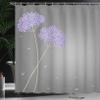 Ambesonne Allium Flower Shower Curtain, Floral Design with Swirl Lines Falling Leaves Autumn Inspired, Cloth Fabric Bathroom Decor Set with Hooks, 69" W x 75" L, Lavender Blue view 3