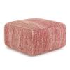SIMPLIHOME Nate Square Pouf - 20 inch Wide Upholstered Handwoven Cotton Ottoman in Patterned Maroon Melange, Boho Footstool or Extra Seating for Living Room with Artisanal Texture, Assembled view 1