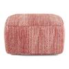 SIMPLIHOME Nate Square Pouf - 20 inch Wide Upholstered Handwoven Cotton Ottoman in Patterned Maroon Melange, Boho Footstool or Extra Seating for Living Room with Artisanal Texture, Assembled view 4