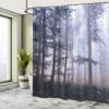 Ambesonne Wooden Print Shower Curtain, Brown Old Hardwood Floor Plank Grunge Lodge Garage Natural Rural Graphic, Cloth Fabric Bathroom Decor Set with Hooks, 69" W x 75" L, Blue Ceil view 4
