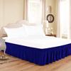 Wrap Around Bed Skirts Elastic Dust Ruffles, Easy Fit Wrinkle Free 800 Thread Count 100% Cotton Hotel Quality Bedskirt, 18 Inch Tailored Drop Royal Blue for Twin Size Bed Skirt view 2
