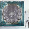 Ambesonne Ethnic Shower Curtain, Mystic Mandala Culture Karma Calmness and Harmony Boho Design, Cloth Fabric Bathroom Decor Set with Hooks, 69" W x 84" L, Azure Blue view 1