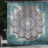 Ambesonne Ethnic Shower Curtain, Mystic Mandala Culture Karma Calmness and Harmony Boho Design, Cloth Fabric Bathroom Decor Set with Hooks, 69" W x 84" L, Azure Blue view 3