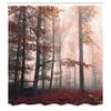 Ambesonne Forest Shower Curtain, Autumn Season Mystic Foggy Fall Nature and Enchanted Woods Wild Trees Print, Cloth Fabric Bathroom Decor Set with Hooks, 69" W x 84" L, Pale Peach view 2