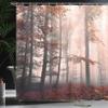 Ambesonne Forest Shower Curtain, Autumn Season Mystic Foggy Fall Nature and Enchanted Woods Wild Trees Print, Cloth Fabric Bathroom Decor Set with Hooks, 69" W x 84" L, Pale Peach view 3