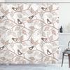 Ambesonne Branches Shower Curtain, Birds on The Branch Pastel Leaves Dotted Background Nature Art Print, Cloth Fabric Bathroom Decor Set with Hooks, 69" W x 84" L, Dark Taupe view 1