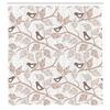 Ambesonne Branches Shower Curtain, Birds on The Branch Pastel Leaves Dotted Background Nature Art Print, Cloth Fabric Bathroom Decor Set with Hooks, 69" W x 84" L, Dark Taupe view 2