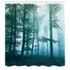 Ambesonne Forest Shower Curtain, Autumn Season Mystic Foggy Fall Nature and Enchanted Woods Wild Trees Print, Cloth Fabric Bathroom Decor Set with Hooks, 69" W x 84" L, Pale Turquoise view 2