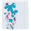 Ambesonne Spring Shower Curtain, Flowers Oval Dome-Shaped Ladybugs Illustration Never Ending Love Story Luck, Cloth Fabric Bathroom Decor Set with Hooks, 69" W x 75" L, Turquoise Salmon view 2