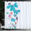 Ambesonne Spring Shower Curtain, Flowers Oval Dome-Shaped Ladybugs Illustration Never Ending Love Story Luck, Cloth Fabric Bathroom Decor Set with Hooks, 69" W x 75" L, Turquoise Salmon view 3