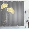 Ambesonne Allium Flower Shower Curtain, Floral Design with Swirl Lines Falling Leaves Autumn Inspired, Cloth Fabric Bathroom Decor Set with Hooks, 69" W x 84" L, Pastel Yellow view 1