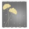 Ambesonne Allium Flower Shower Curtain, Floral Design with Swirl Lines Falling Leaves Autumn Inspired, Cloth Fabric Bathroom Decor Set with Hooks, 69" W x 84" L, Pastel Yellow view 2