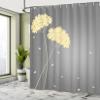 Ambesonne Allium Flower Shower Curtain, Floral Design with Swirl Lines Falling Leaves Autumn Inspired, Cloth Fabric Bathroom Decor Set with Hooks, 69" W x 84" L, Pastel Yellow view 4
