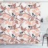 Ambesonne Branches Shower Curtain, Birds on The Branch Pastel Leaves Dotted Background Nature Art Print, Cloth Fabric Bathroom Decor Set with Hooks, 69" W x 84" L, Pale Redwood view 1