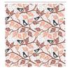 Ambesonne Branches Shower Curtain, Birds on The Branch Pastel Leaves Dotted Background Nature Art Print, Cloth Fabric Bathroom Decor Set with Hooks, 69" W x 84" L, Pale Redwood view 2